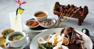 A traditional Balinese meal served at a local restaurant.