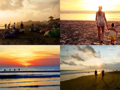 Calm atmosphere and sunset views at Batu Belig Beach, family activities and relaxing surfing in Kerobokan, South Bali