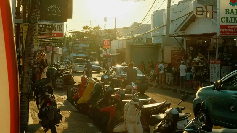 The road to Petitenget Beach in Seminyak