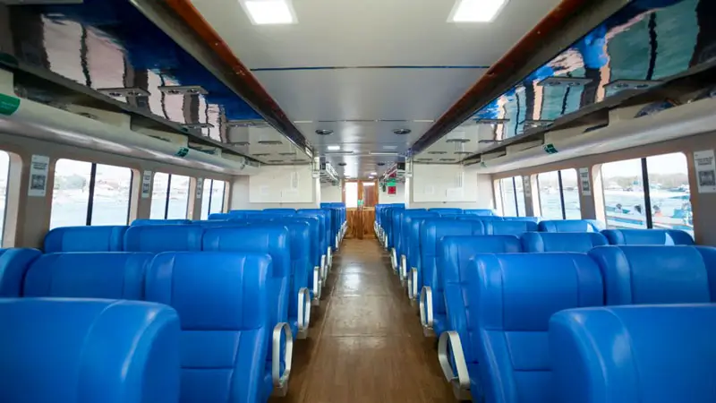 Interior view of BlueWater Express fast boat seating