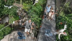 Families enjoy time at Bali Bird Park, one of the child-friendly destinations in Ubud.