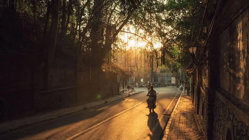 Transportation in Ubud Bali with a beautiful natural scenery as a background