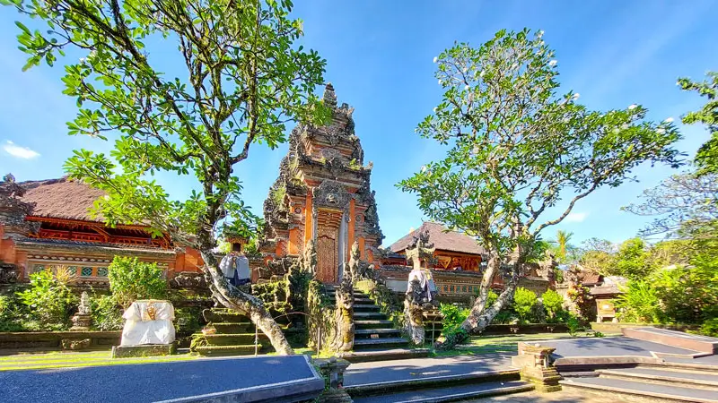 Taman Saraswati Temple in Ubud, a beautiful temple with traditional Balinese architecture.