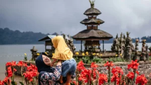 Family enjoying a day at a popular attraction in Bali.