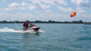 Person enjoying a safe jet skiing experience in Bali.