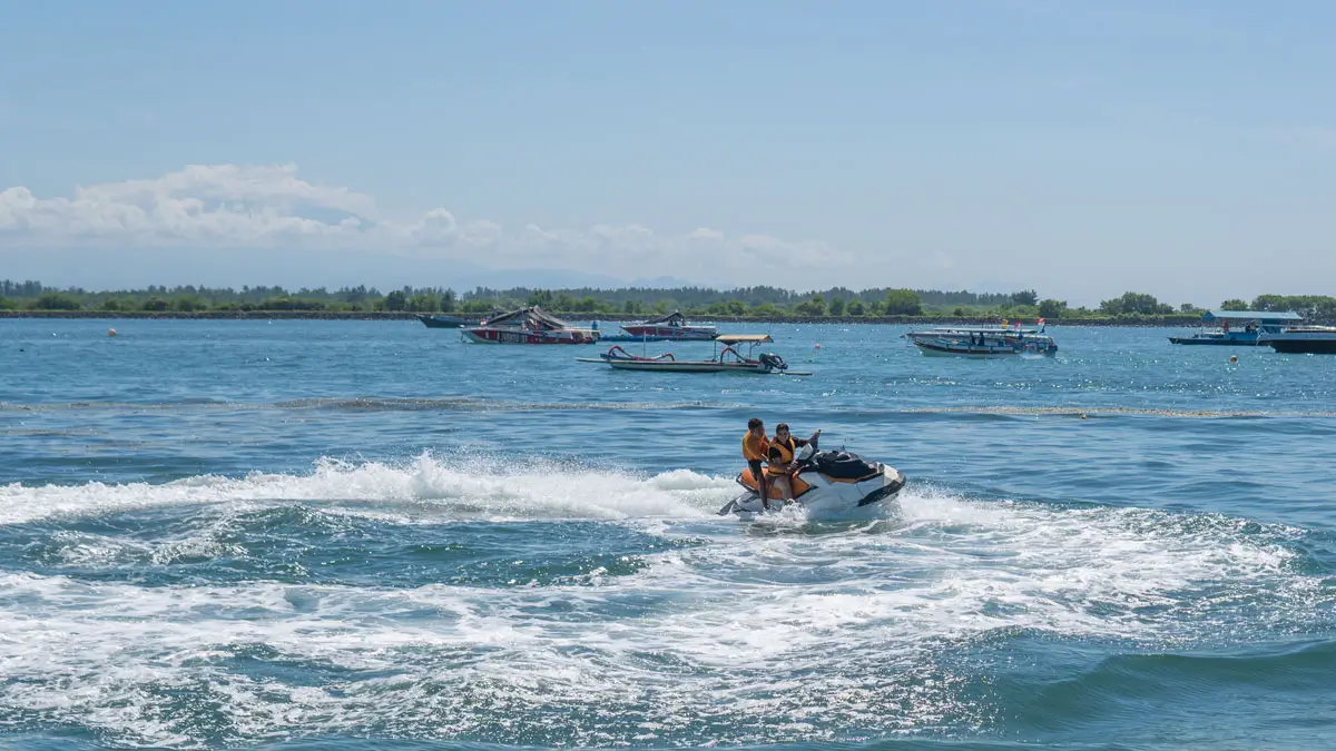 Jet skiing at Tanjung Benoa, one of the best places for water sports in Bali