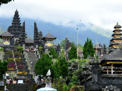 Besakih Temple Bali with Mount Agung in the background